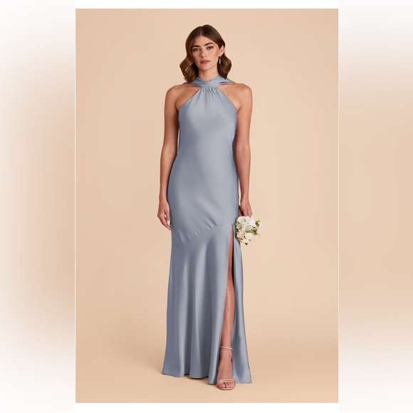 Birdy Grey Matte Satin Dusty Blue dress - Picture 1 of 8
